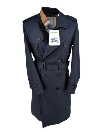 Burberry Trench Coat IT 48 S Small Navy S25 New Nova Check Mens Cotton Brockham