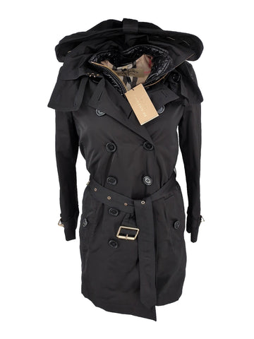 Burberry Coat 6 UK Black Rain Jacket Trench M US 4 Churchdale Hooded