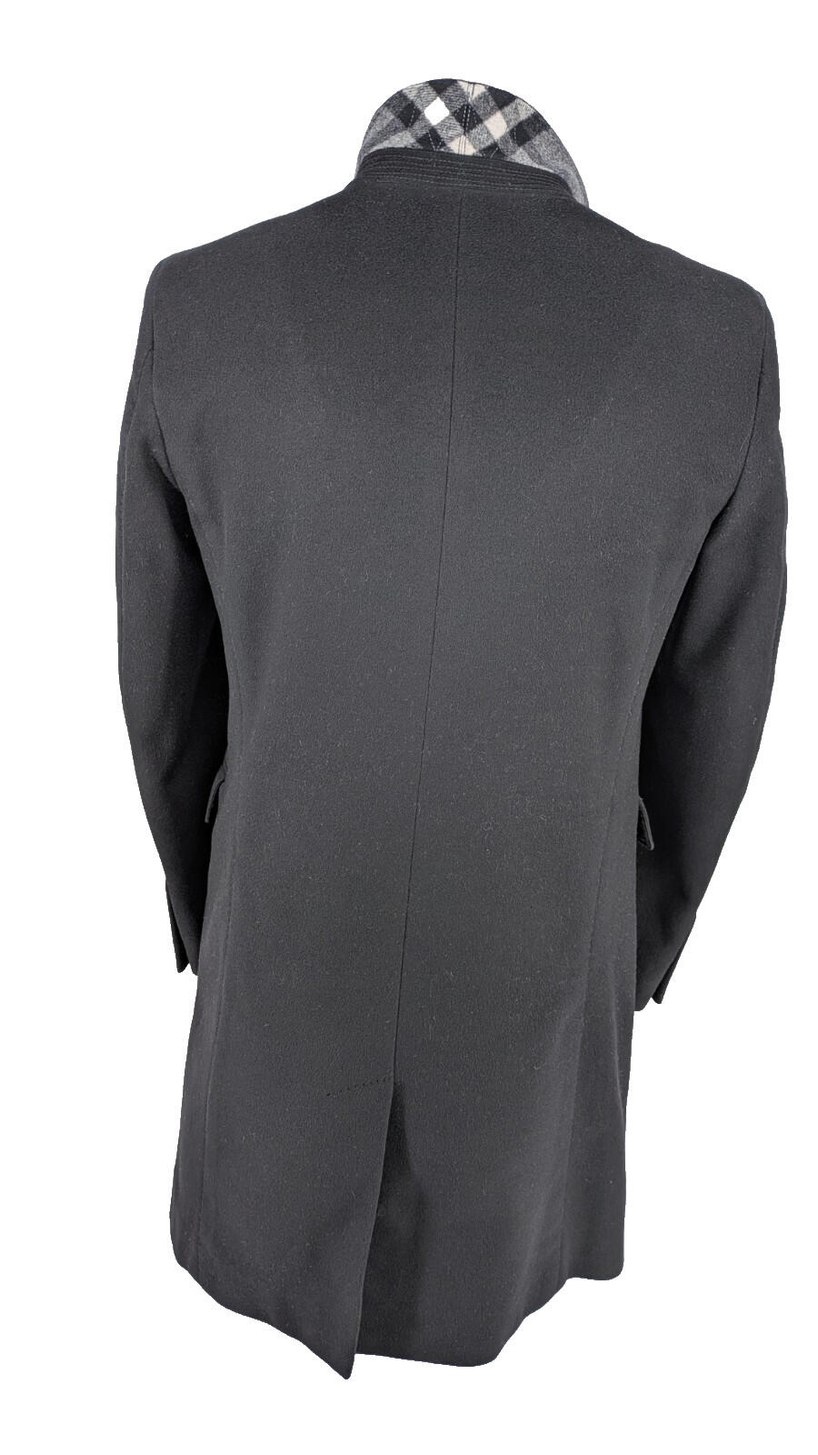 Burberry Overcoat  IT 48 S Small Black Virgin Wool & Cashmere Car Coat