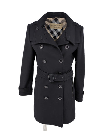 Burberry Coat UK 4 XS S Black Virgin Wool Cashmere USA 2 IT 36