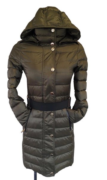 Burberry Abbeydale Puffer Jacket UK 2 USA 0 XXS Green Duck Down New Coat Hood