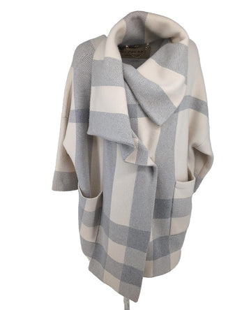 Burberry Coatigan Wool & Cashmere Coatigan S Small S M L 6 8 10 12 Grey Cream