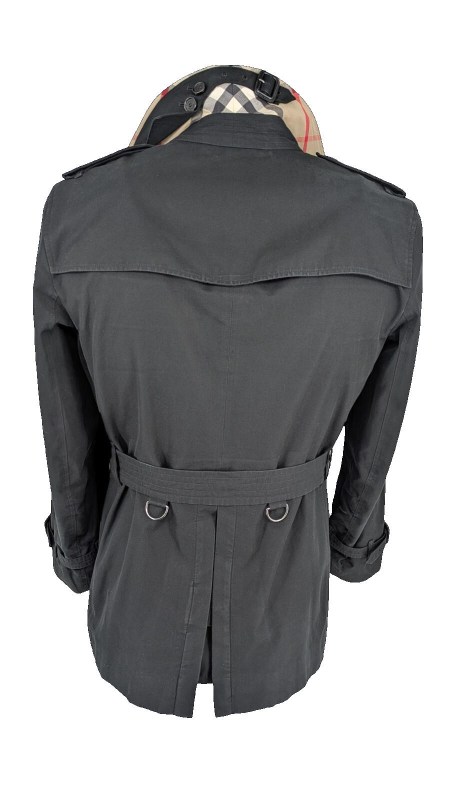 Burberry Trench Coat IT 48 Kensington S 38" Chest England Black Short