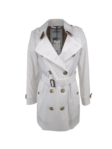 Burberry Kensington Trench Coat UK 4 Tropical Gabardine US 2 XS XXS IT 36 White