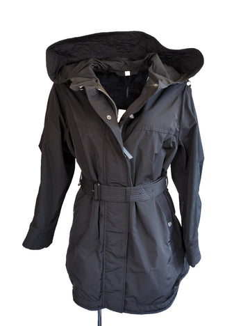 Burberry Jacket UK 8 USA 6 IT 40 S Black Portobello Hooded Rain Coat BNWT