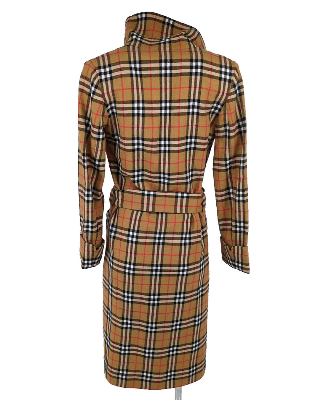 Burberry Coat XXS 36" Chest Men Unisex Heritage Nova Check Wool Wrap Overcoat XS