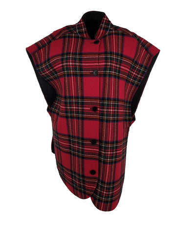 Burberry Cape One Size S M L XL Tunic Wool Cashmere  Italy Runway Reversible Red