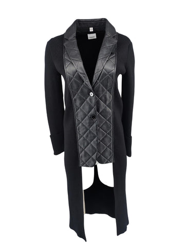 Burberry Leather Coatigan XS Cardigan Jacket Black Runway