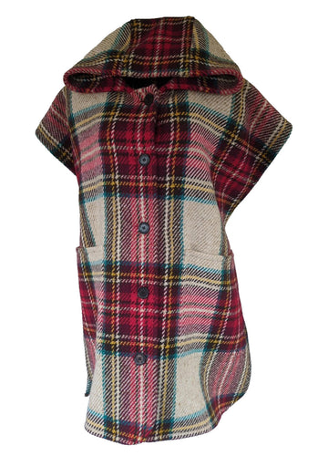 Burberry Cape Coat 100% Wool Check Heavy Substantial M/ L Tunic