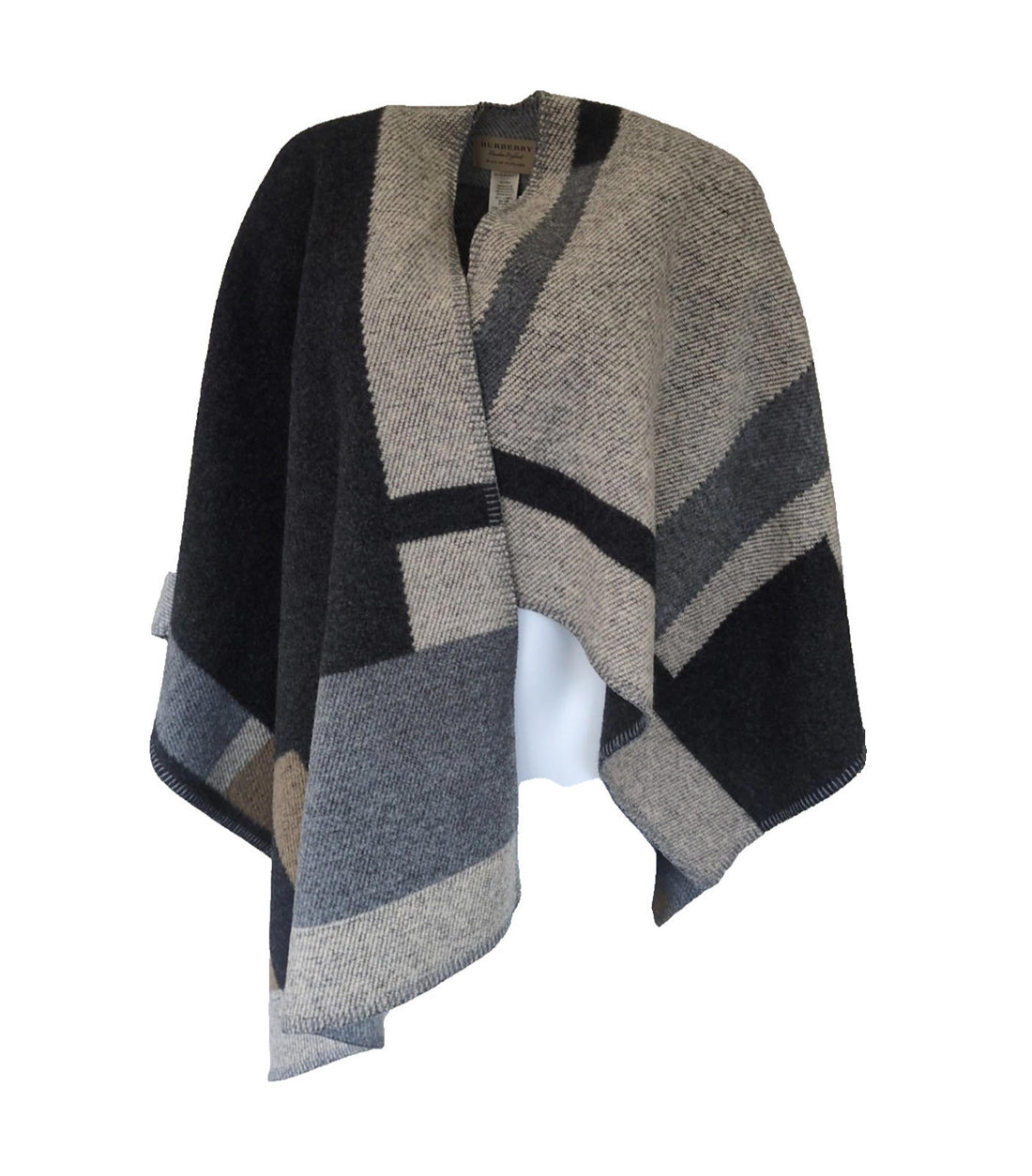 Burberry Cape Blue Check Wool Cashmere S M L XL 6 8 10 12 14 Scarf Shawl